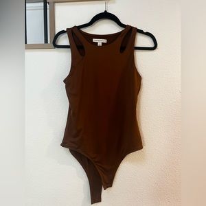 Rust Brown High Neck One Piece Bodysuit